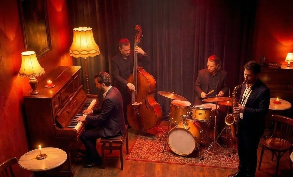 Jazz band on stage at Viva Caffè